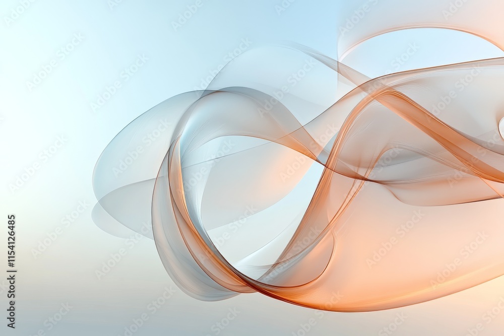 Poster soft flowing curves create an abstract composition in warm tones against a light background