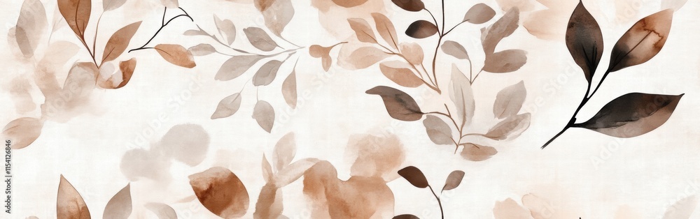 Aufkleber elegant botanical pattern featuring minimalistic leaves and soft colors on a light background. gener