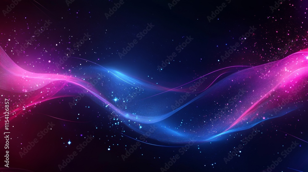Poster Colorful Abstract Waves Flow Smoothly Across a Dark Background, Creating a Sense of Motion and Tranquility in Digital Art Form