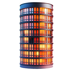[Transparent Background PNG]Modern Cylindrical High-Rise Building at Night