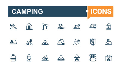 Camping linear icon. Contains related to post, sport, activity, trail, car, outdoor, holiday and more. Thin outline icons pack. Solid line editable vector illustration.