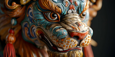 Fototapeta premium Intricate Asian Dragon Sculpture Detail 