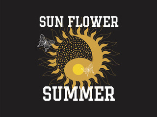 Fototapeta premium Trendy summer vibes sunflower t shirt design