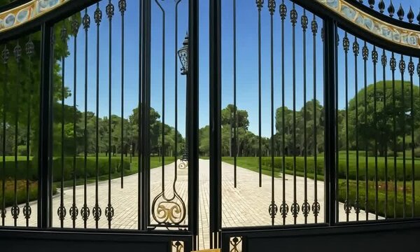 Elegant Black and Gold Estate Gate Entrance
