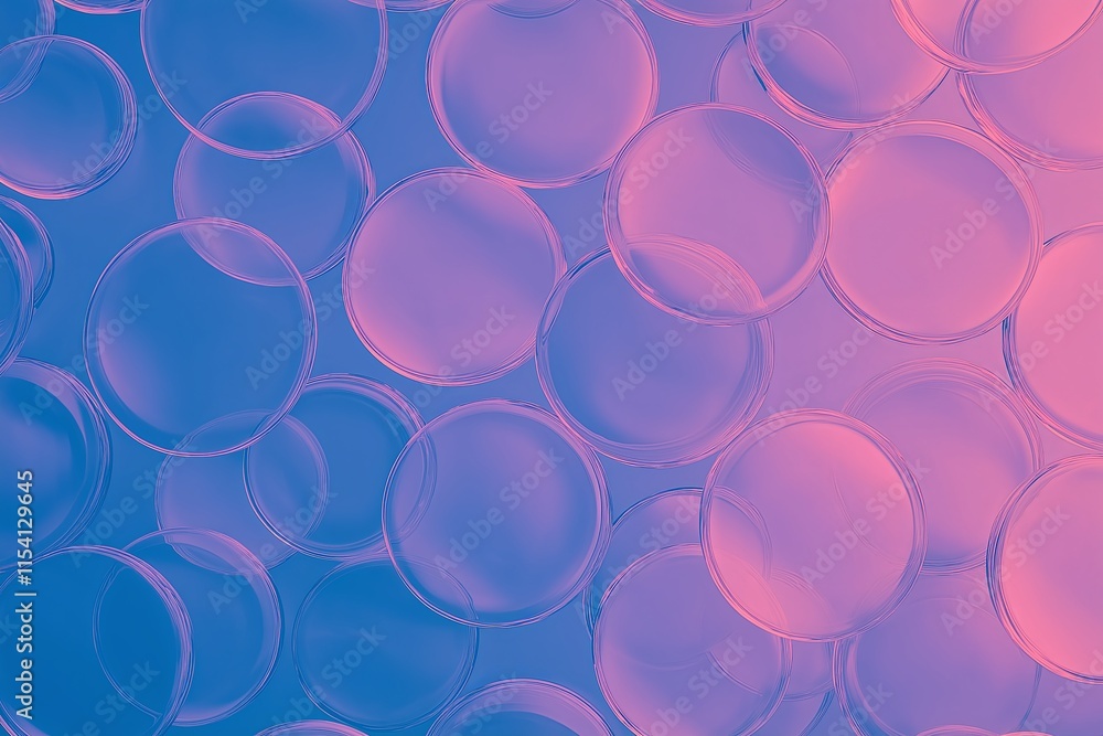 Poster An abstract pattern of overlapping translucent circles in gradient hues.