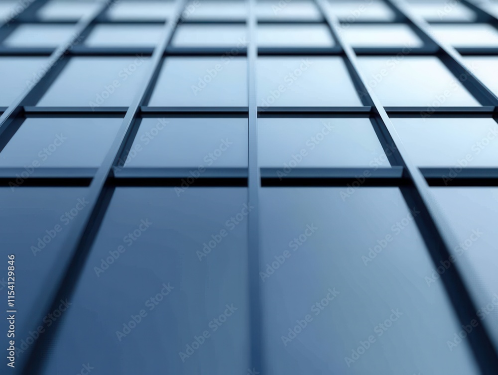 Poster modern glass building facade with grid pattern and reflective surface