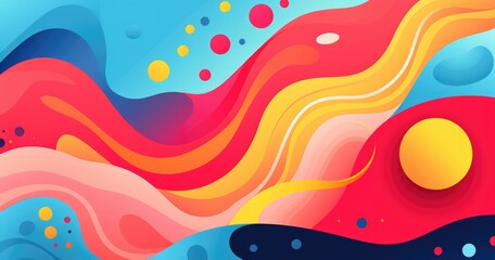Abstract colorful waves with dynamic shapes and vibrant colors.