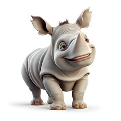 Fototapeta premium Cute 3D Rhino Character