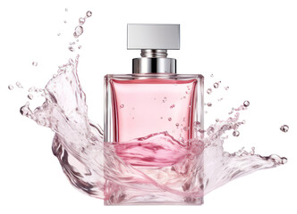 PNG Pink perfume bottle cosmetics splash luxury.