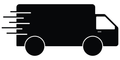 Obraz premium Fast delivery truck icon. Delivery van icon. Vehicle symbol. Parcel to deliver. Courier service. Shopping online object. Lorry, cargo van sign. Fast free delivery truck. Moving cargo shipping service.