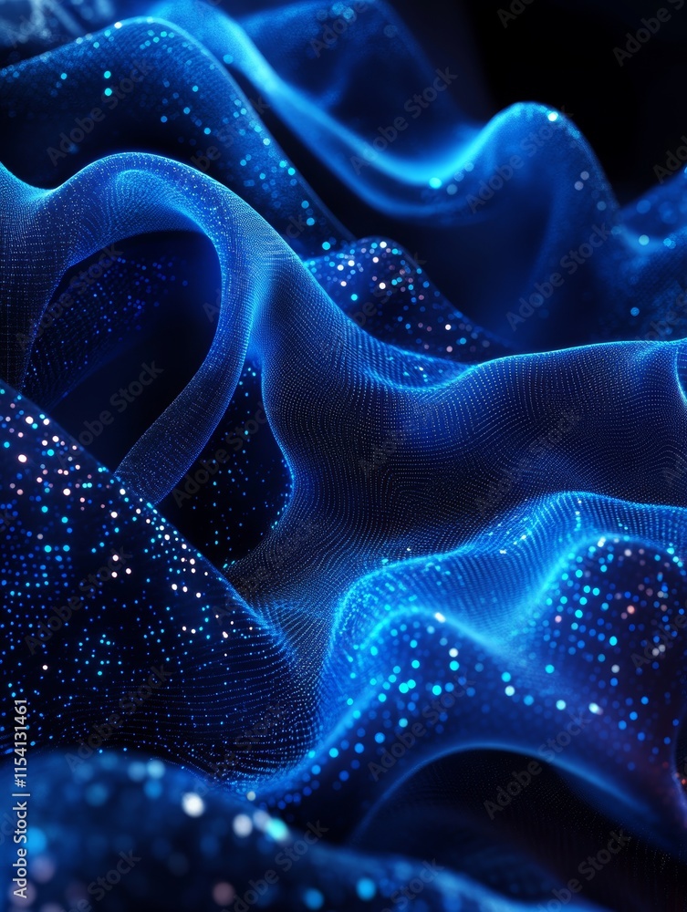 Aufkleber deep blue fabric with shimmering texture displayed elegantly in soft lighting and flowing arrangemen