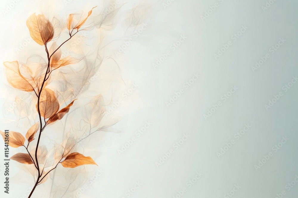 Poster delicate golden leaves on a soft background create a serene and tranquil atmosphere in this artistic