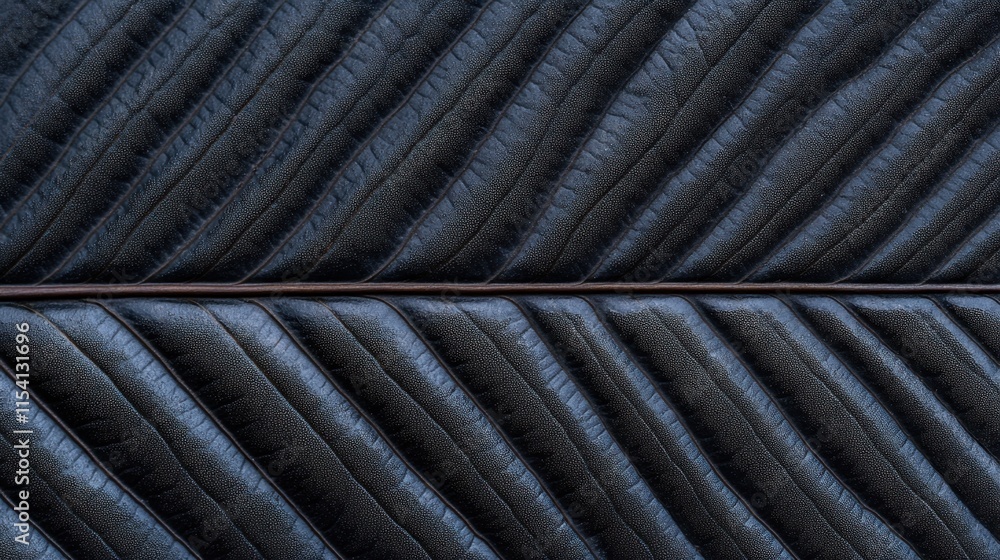 Poster close-up of textured dark leaf with intricate veins and patterns