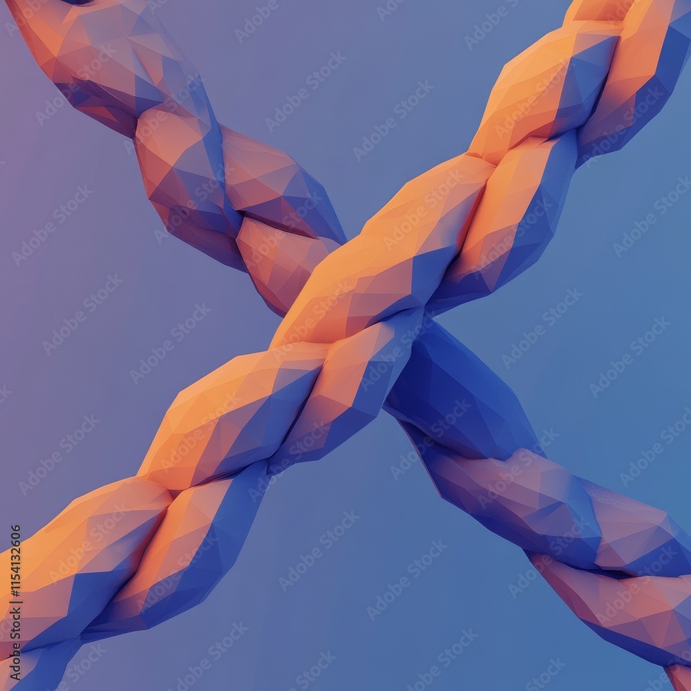 Poster colorful abstract design featuring twisted rope-like shapes against a gradient background in a digit