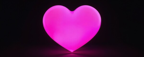 Heart-shaped pink light illuminating a dark background, creating a romantic atmosphere in an intimate setting