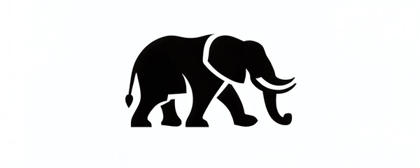 Graphic representation of an elephant silhouette in a minimalist style on a light background