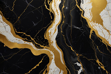 luxury wallpaper - black and off-white marble and gold abstract background
