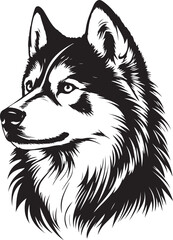 Naklejka premium Alaskan Malamute Dog Head Stylized Vector Illustration Graphic
