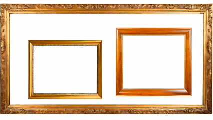 Bingkai foto kayu terisolasi pada latar belakang putih dengan jalur kliping. Konsep tampilan gambar