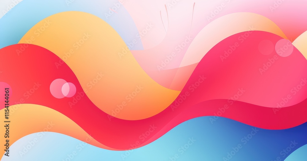 Poster a vibrant abstract design featuring flowing waves in soft colors.