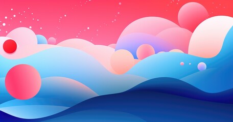 Abstract landscape with soft gradients and spherical shapes in a vibrant color palette.
