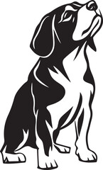 Beagle Dog Sitting Sketch Stylized Vector Illustration Graphic