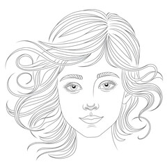 portrait of a girl coloring page 