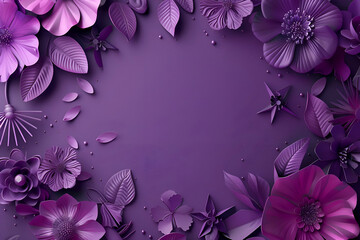Purple Paper Flowers Background. Floral Design with 3D Flowers