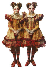 PNG A Circus weird siamese twin sister victorian clothing painting.