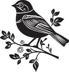 Bird Folk Art Stylized Silhouette Vector Illustration Graphic