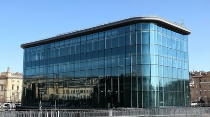 Modern Glass Facade Building Architecture in City
