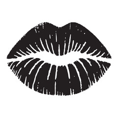 Black Silhouette Lips Kiss Mark Illustration Vector Graphic