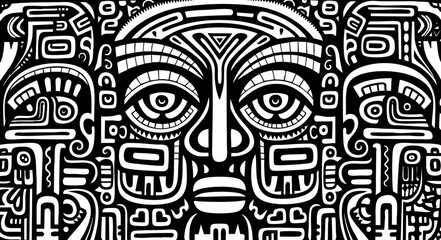 African Tribal Mask Doodle