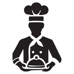 Chef Silhouette Serving Food A Professional Vector Illustration