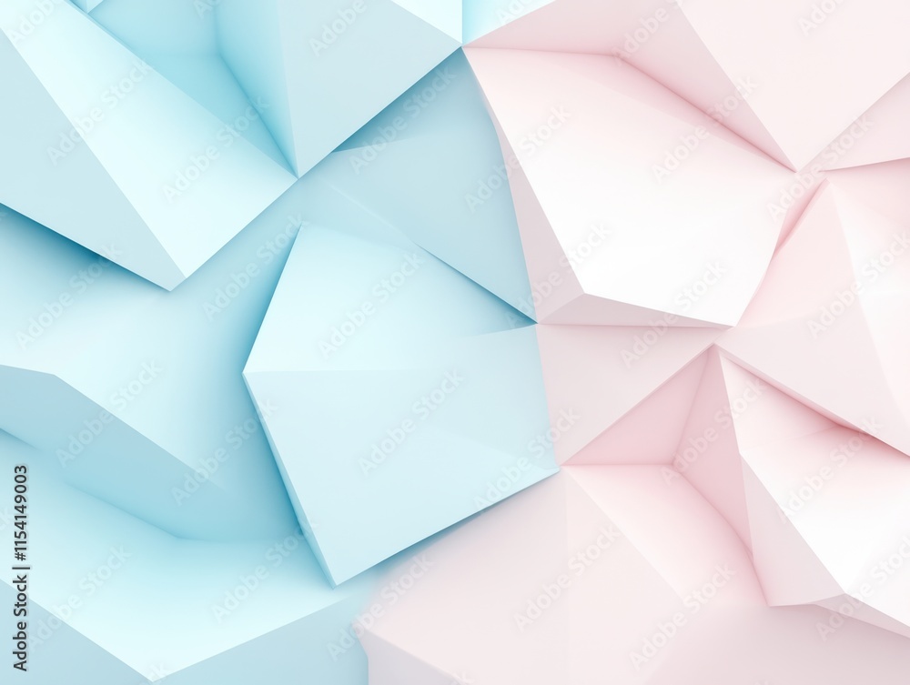 Poster abstract geometric background with soft blue and pink triangular shapes