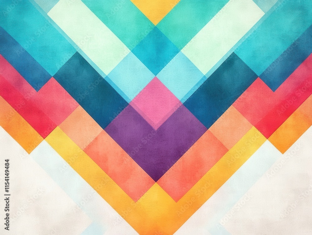 Poster vibrant abstract geometric pattern with colorful triangles and shapes