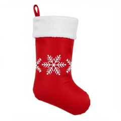 A Christmas sock with festive patterns, isolated on a white background

