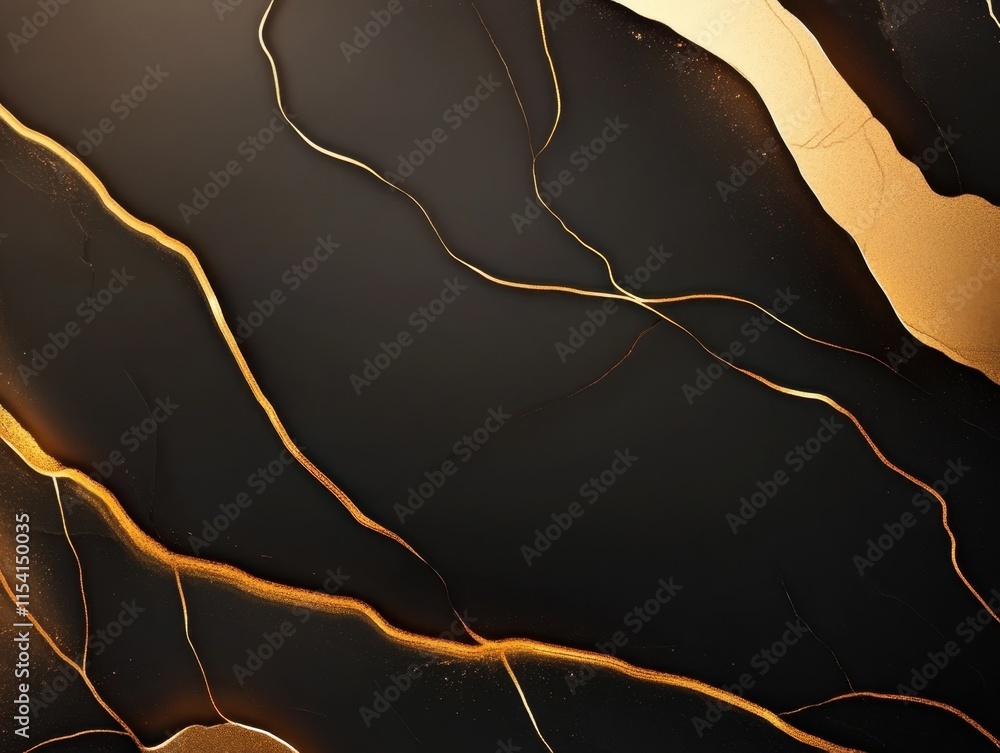 Poster elegant black and gold abstract pattern with fluid lines and textures