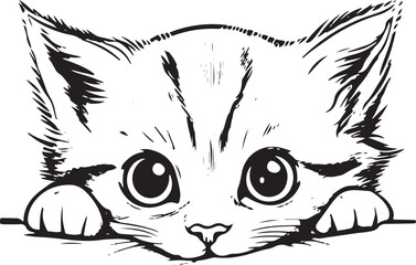 Cat Peeking Stylized Vector Illustration Graphic