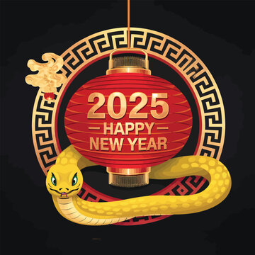 vector happy Chinese new year, year of the snake 