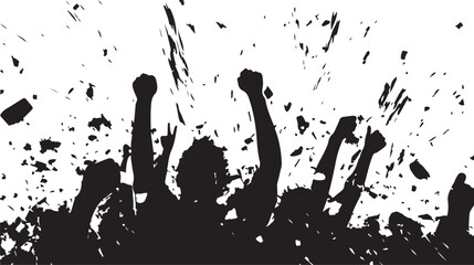 Crowd Hands Grunge Silhouette Vector Illustration Graphic