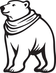 Cute Polar Bear with Scarf Stylized Vector Illustration Graphic