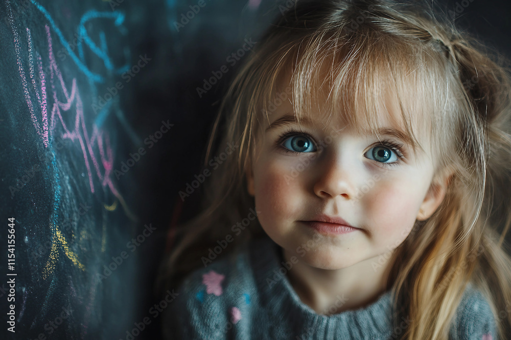 Poster generative ai picture of child drawing with colorful chalk on the pavement