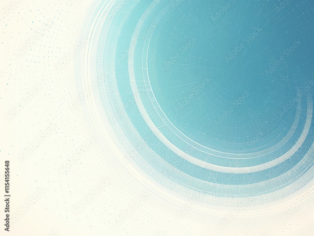 Poster abstract gradient design with circular patterns in blue and white tones.