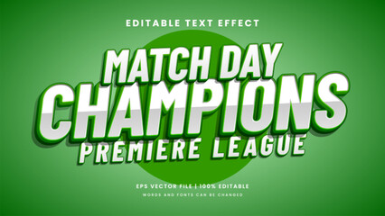 Naklejka premium Champions premiere league 3d editable text effect sports style