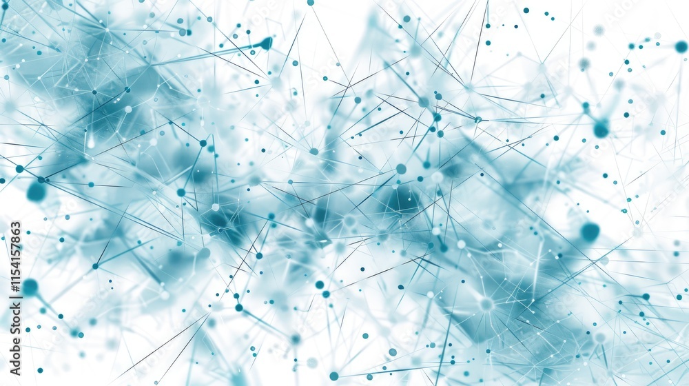 Aufkleber abstract representation of interconnected nodes and lines in a blue-toned digital space.