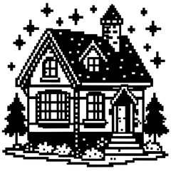 Charming Pixel House Vector on White Background