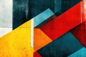 Naklejka premium Colorful geometric abstract art design with bold shapes and lines.