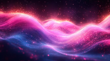 Fototapeta premium Abstract glowing pink and blue waves.