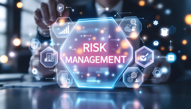 Modern Risk Management Technology Concept, Digital Risk Management and Data Analysis Illustration